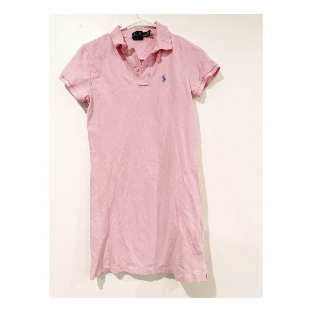 Polo Ralph Lauren Pink The Mesh Mini Polo Dress Short Sleeve Blue Pony Size S